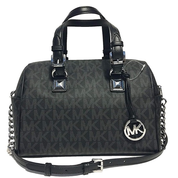 SOLD!! Michael Kors Grayson Medium Chain Signature Satchel, Wristlet, & Dust Bag - Picture 3 of 14